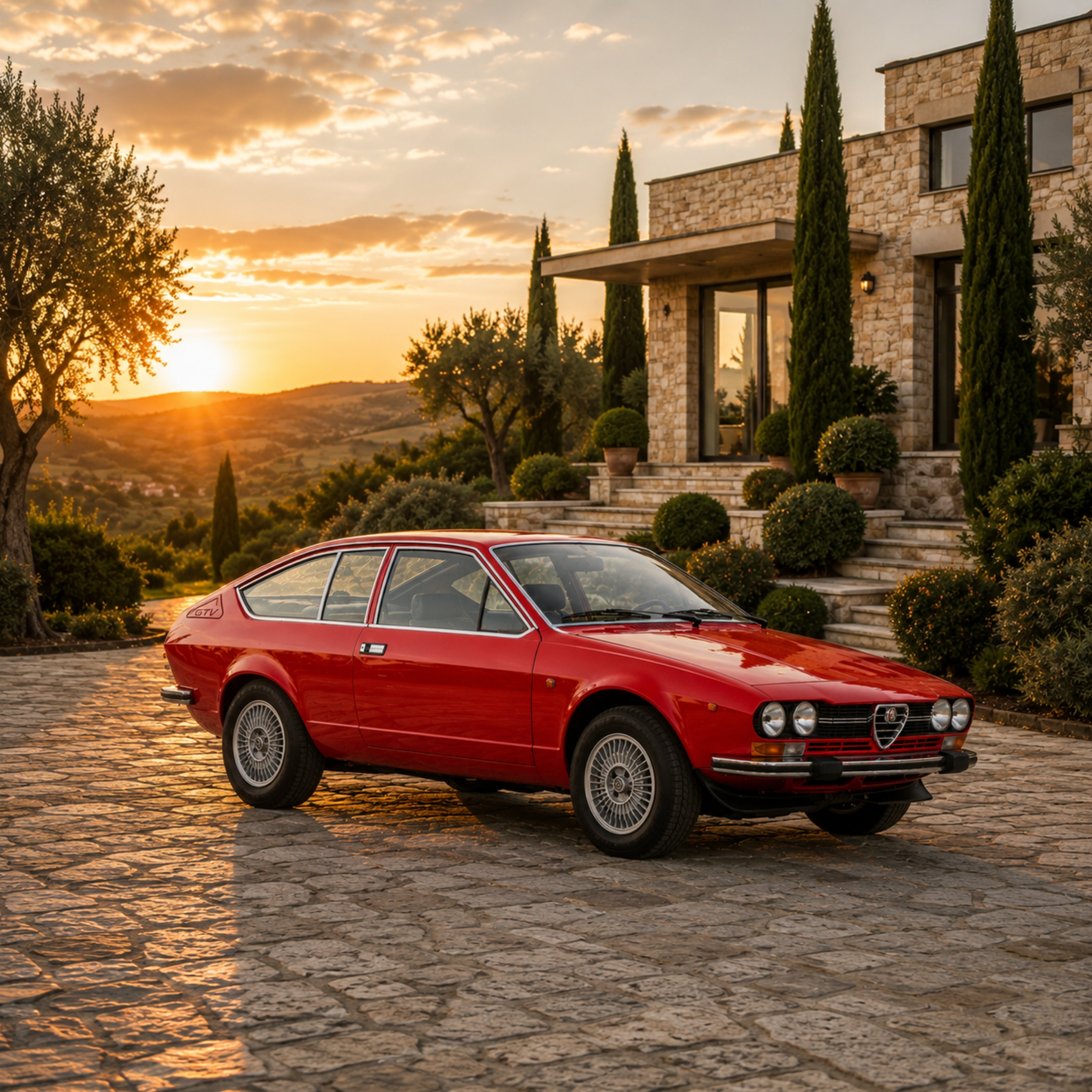 1974 Alfa Romeo Alfetta GTV Classic Car Poster