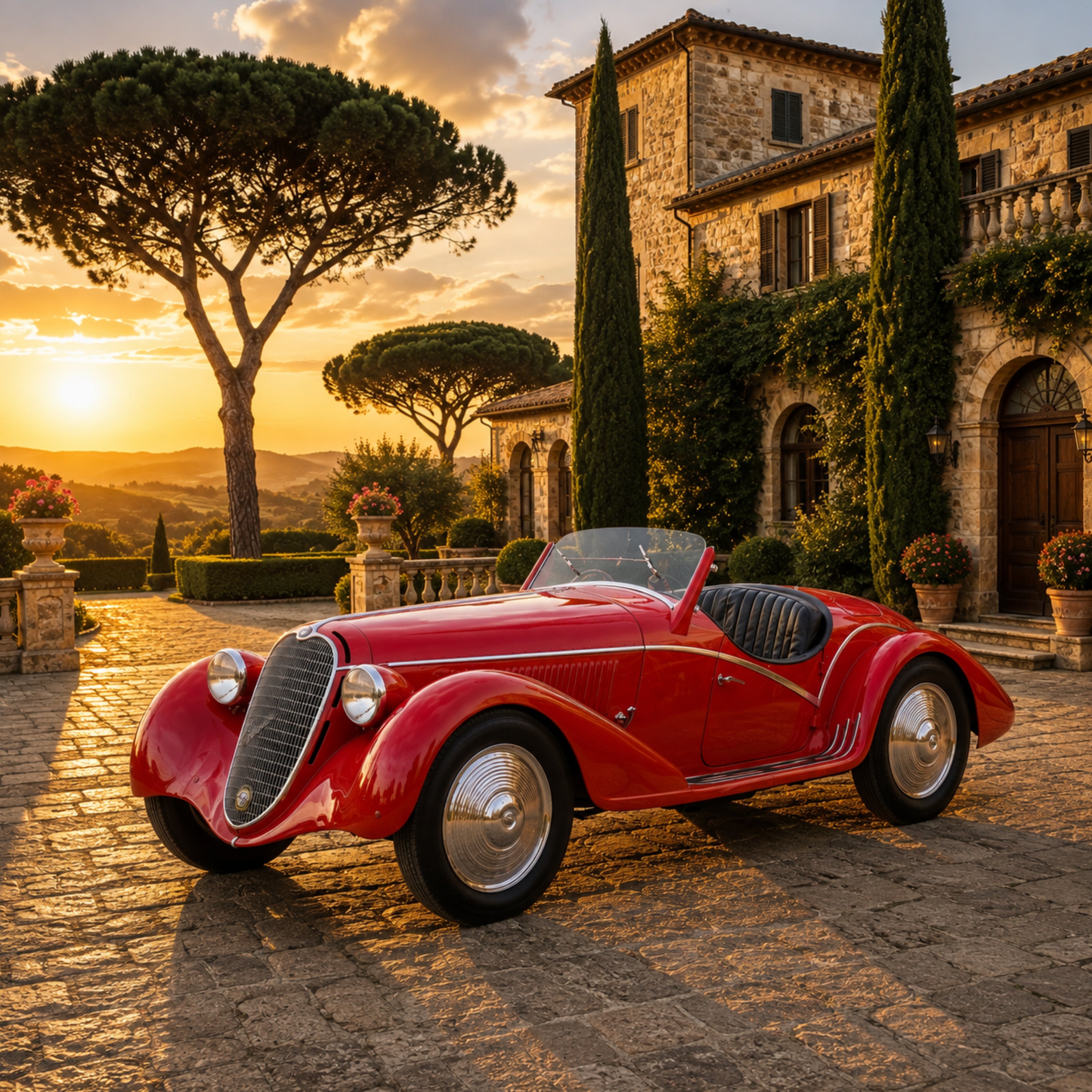 1938 Alfa Romeo 6C 2300 Classic Car Poster