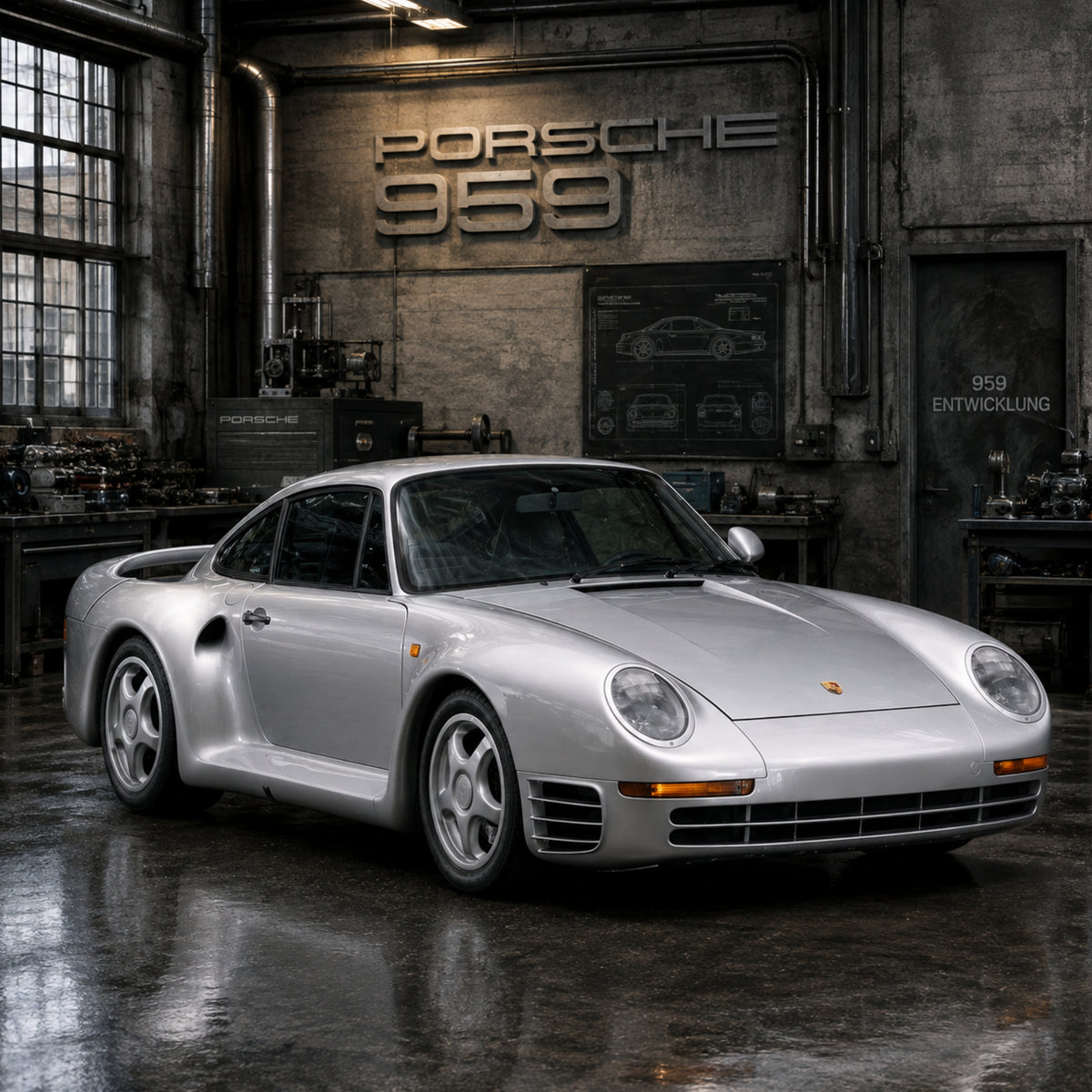 Porsche 959 Classic Hypercar Automotive Wall Art Poster