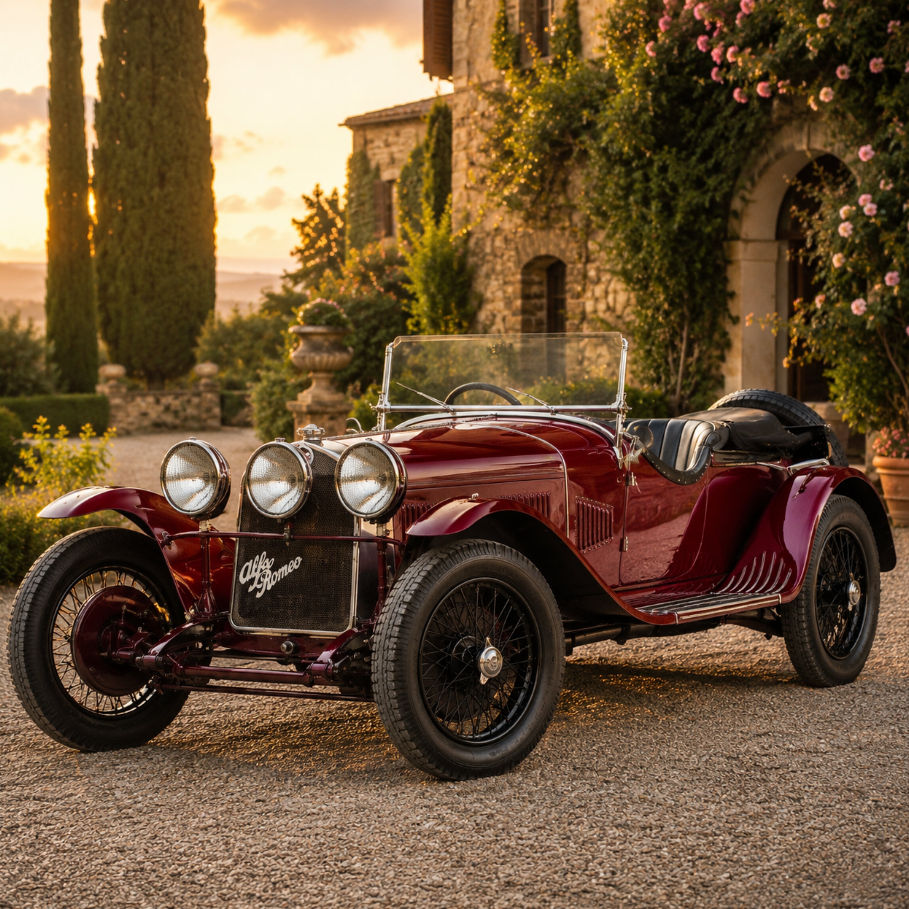 1929 Alfa Romeo 6C 1750 Classic Car Poster