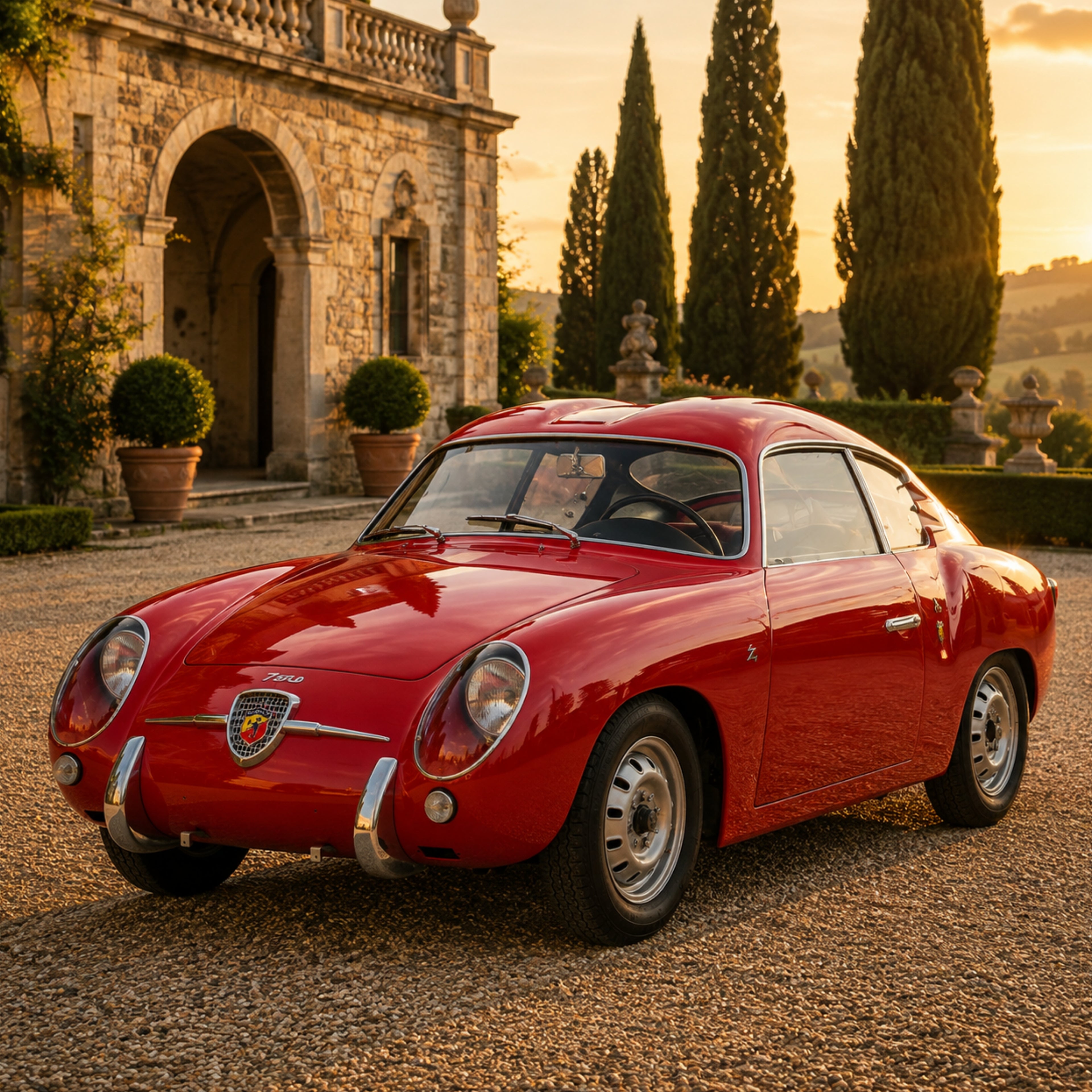 1956 Abarth 750 GT Zagato Poster | Museum-Quality Classic Italian Car Wall Art